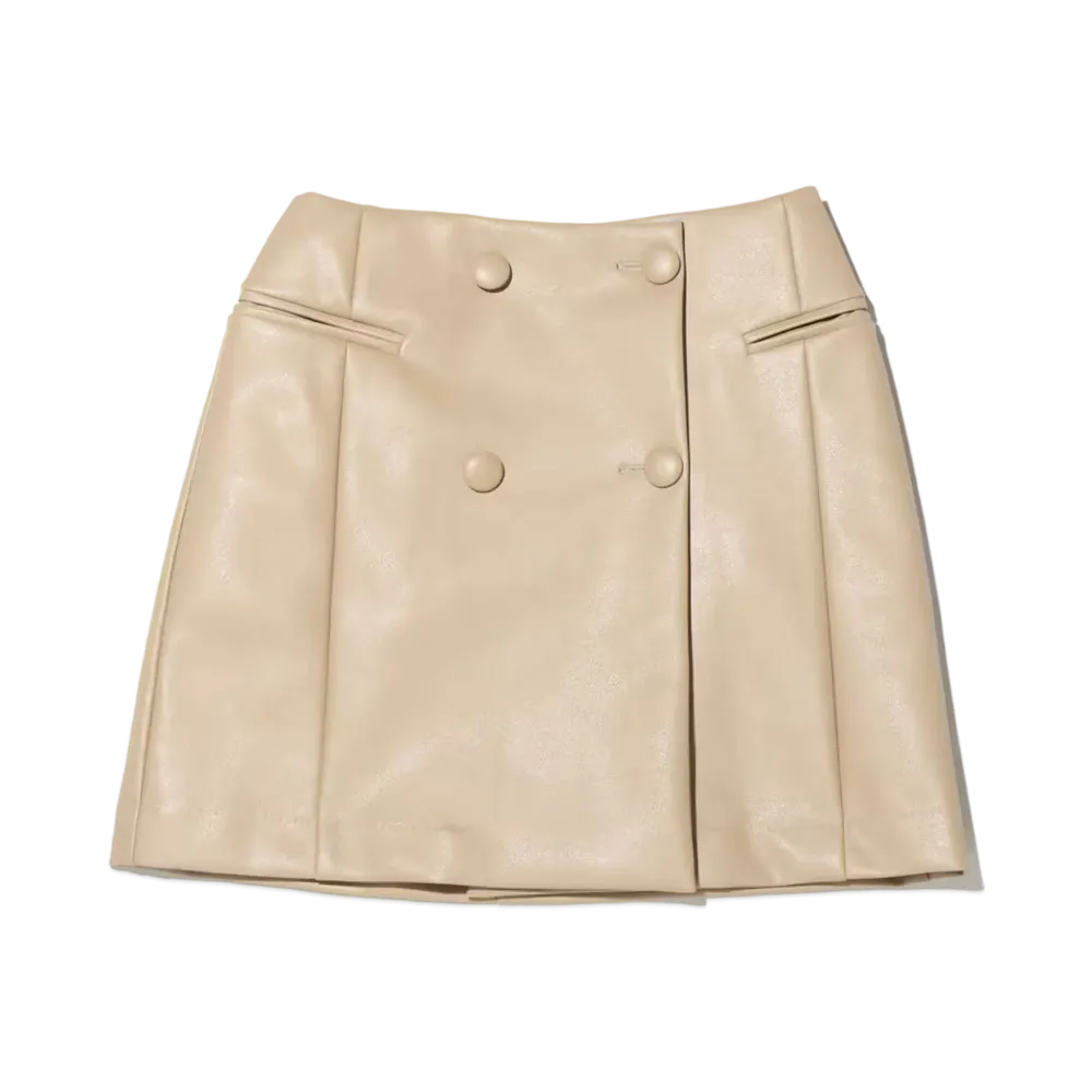 atmos pink x Chisato Yoshiki Fake Leather Mini Skirt "Beige"