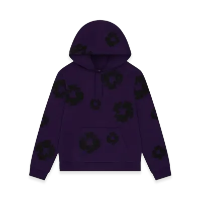 DENIM TEARS Black Cotton Wreath Hoodie "Purple"