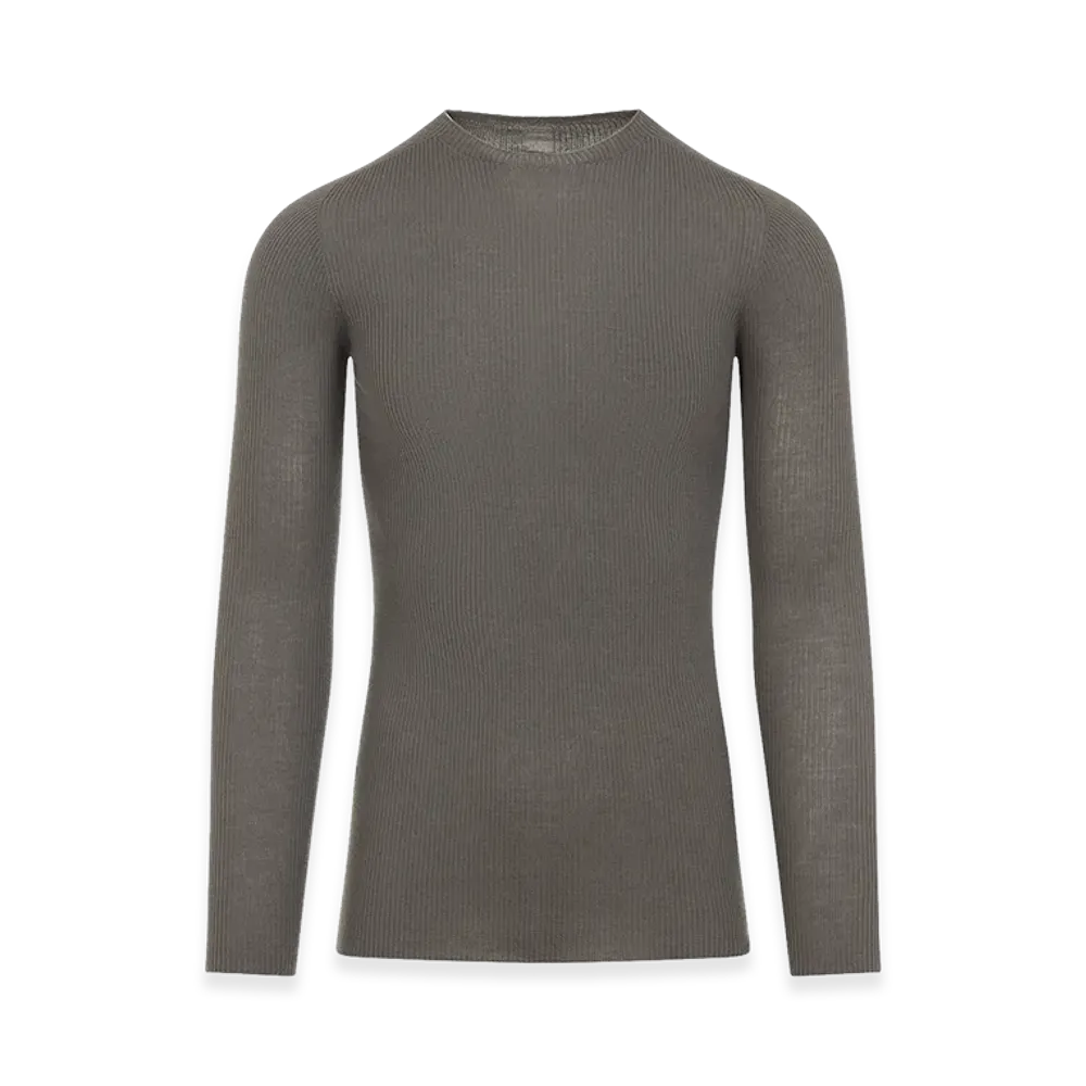Rick Owens Ribbed Round Neck Pullover "Beige"