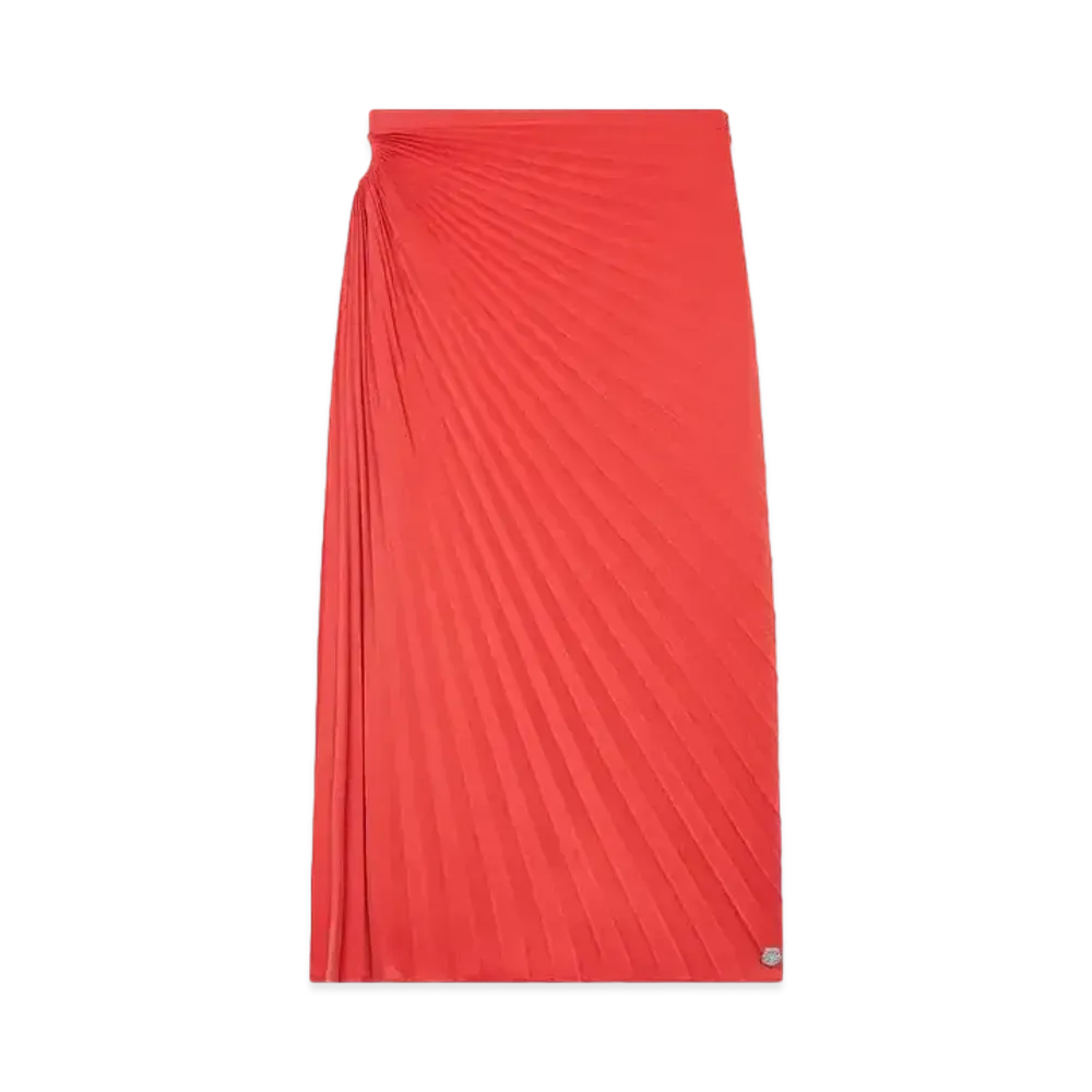 KENZO 'Sun-ray' Pleats Midi Skirt "Cherry"