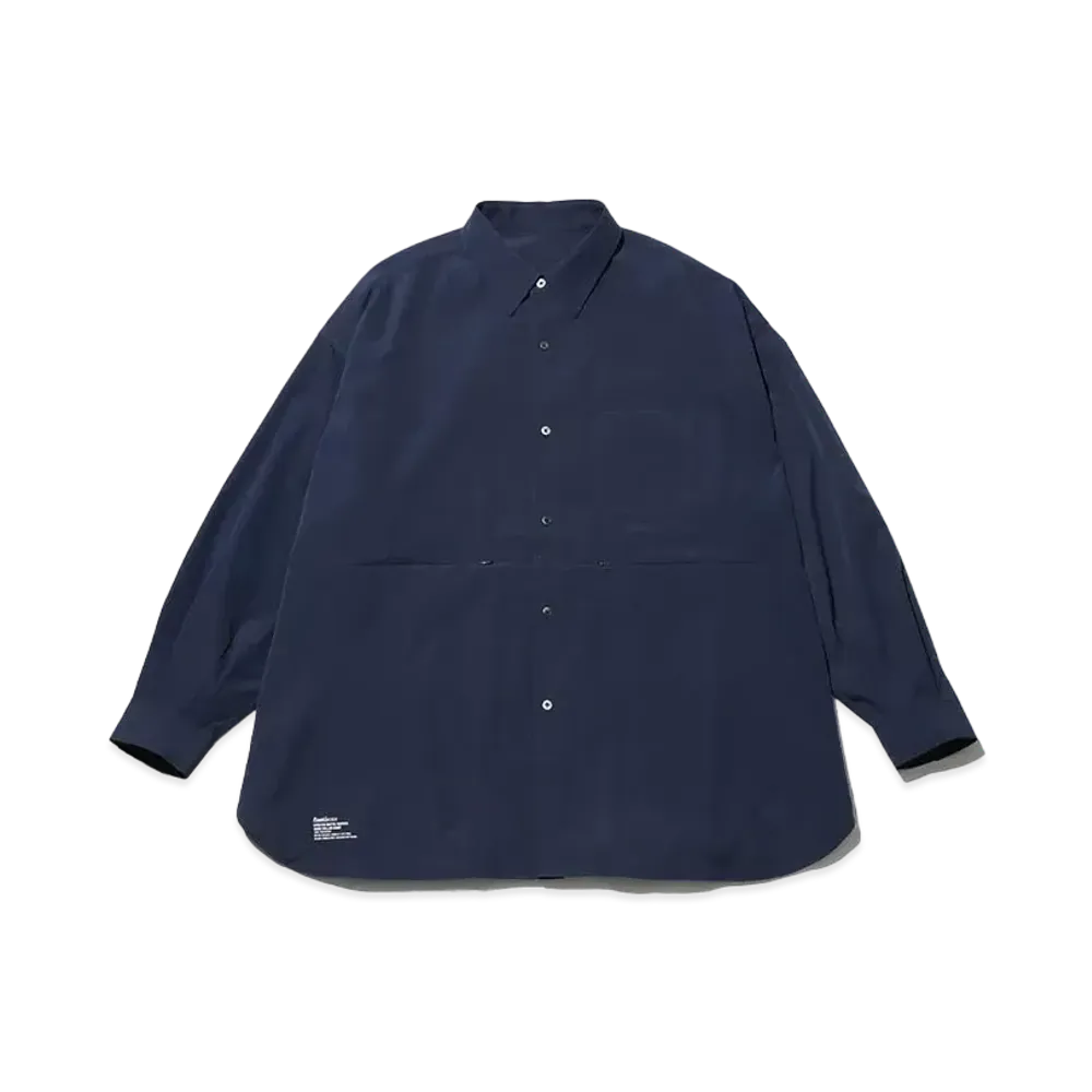 FreshService Stretch Matte Taffeta Regular Collar Shirt "Navy"