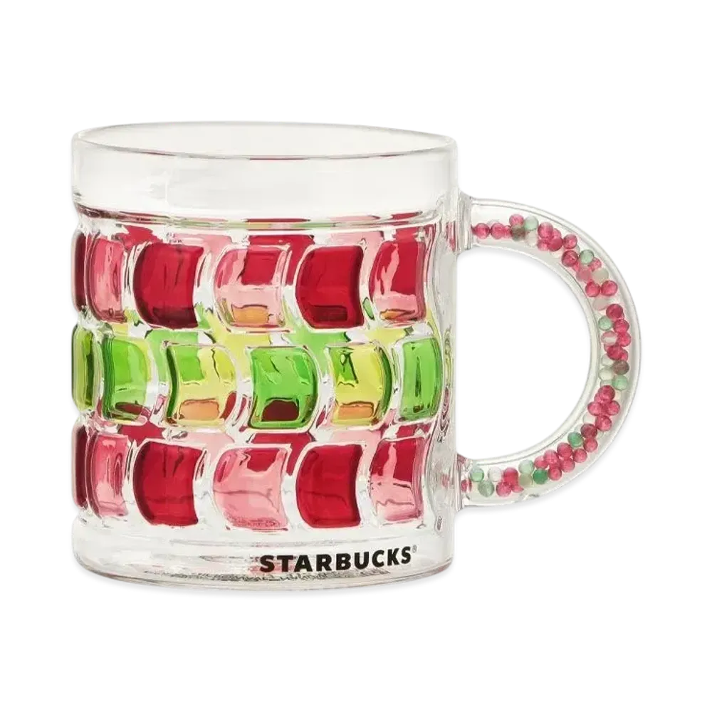 STARBUCKS Holidays 2024 Bead Handle Heat Resistant Glass Mug 370ml "Red"