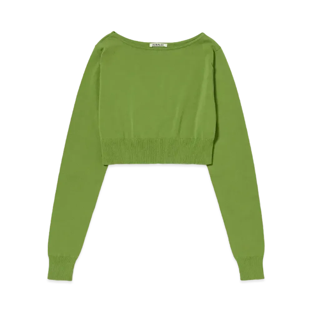 AURALEE Super High Gauge Cotton Knit Short P/O "Sage Green"