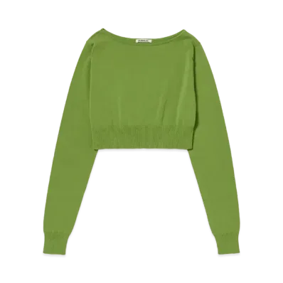 AURALEE Super High Gauge Cotton Knit Short P/O "Sage Green"