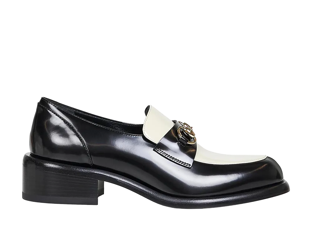 GUCCI Women's Two-Tone Leather Loafers "Gray"