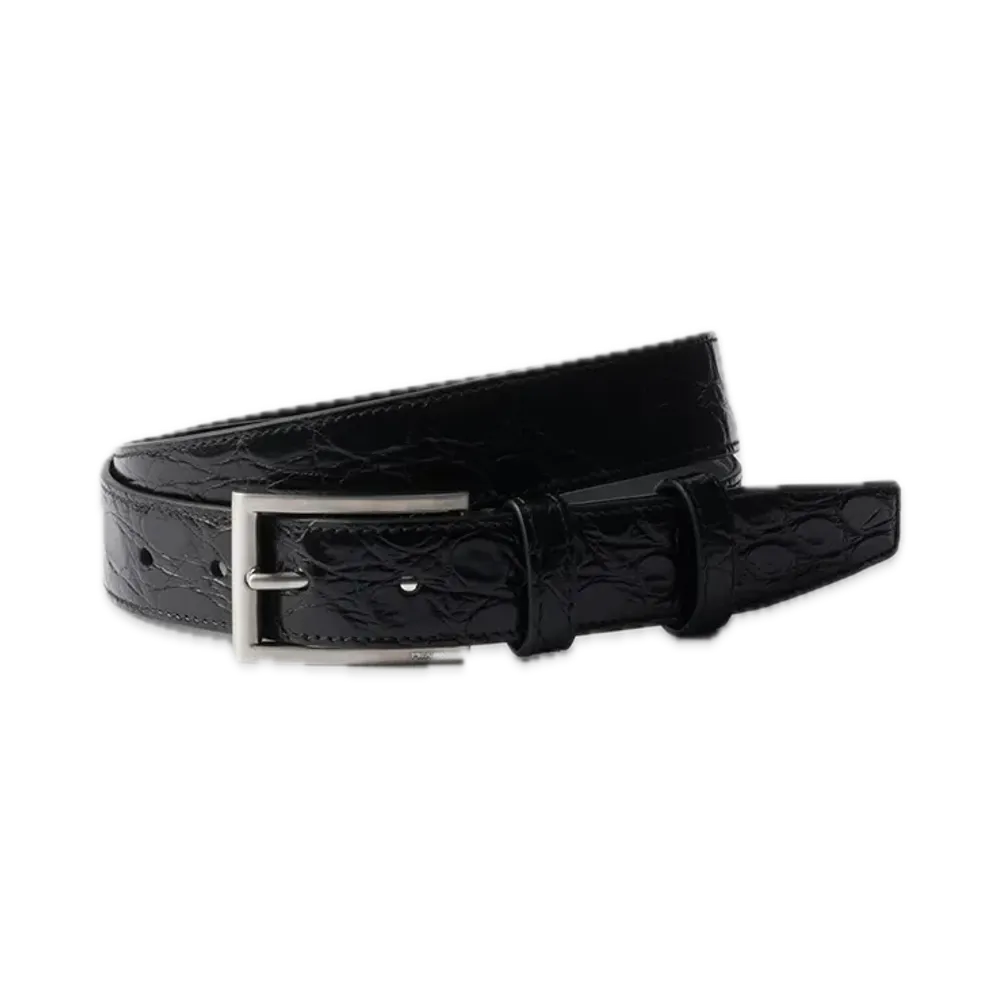 PRADA Crocodile Leather Belt "Black"