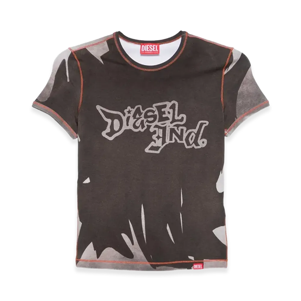 Diesel Women's Printed Stretch Cotton T-Shirt "Multi"