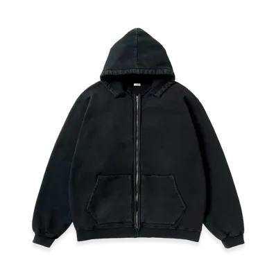A.PRESSE Vintage Attached Hood Zip Parka "Black"