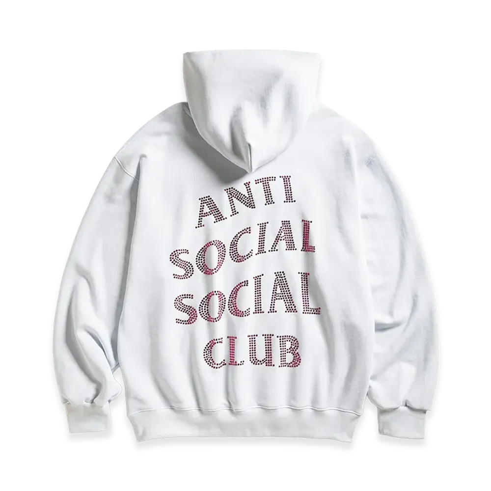ANTI SOCIAL SOCIAL CLUB Rhinestone Mind Games Hoodie "White w/Pink"
