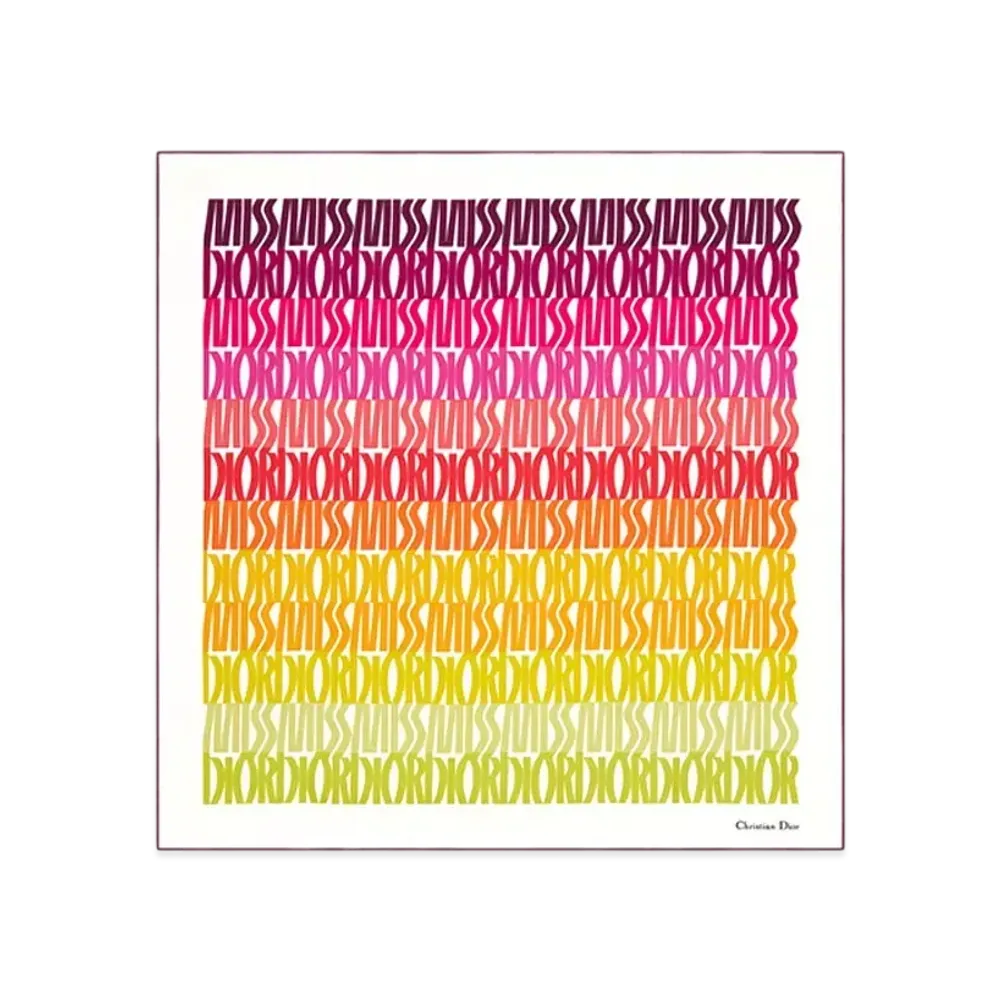 Dior Miss Dior Allover 90 Square Scarf Silk Twill "White Multicolor"