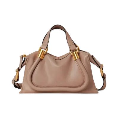 Chloe Small Paraty 24 Bag In Shiny Leather "Woodrose"