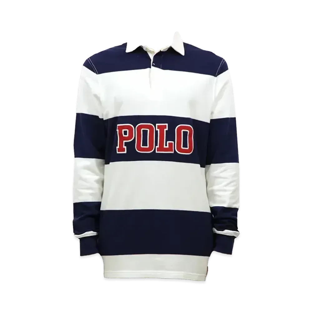 Polo Ralph Lauren Striped Cotton Rugby Shirt "Navy/White"