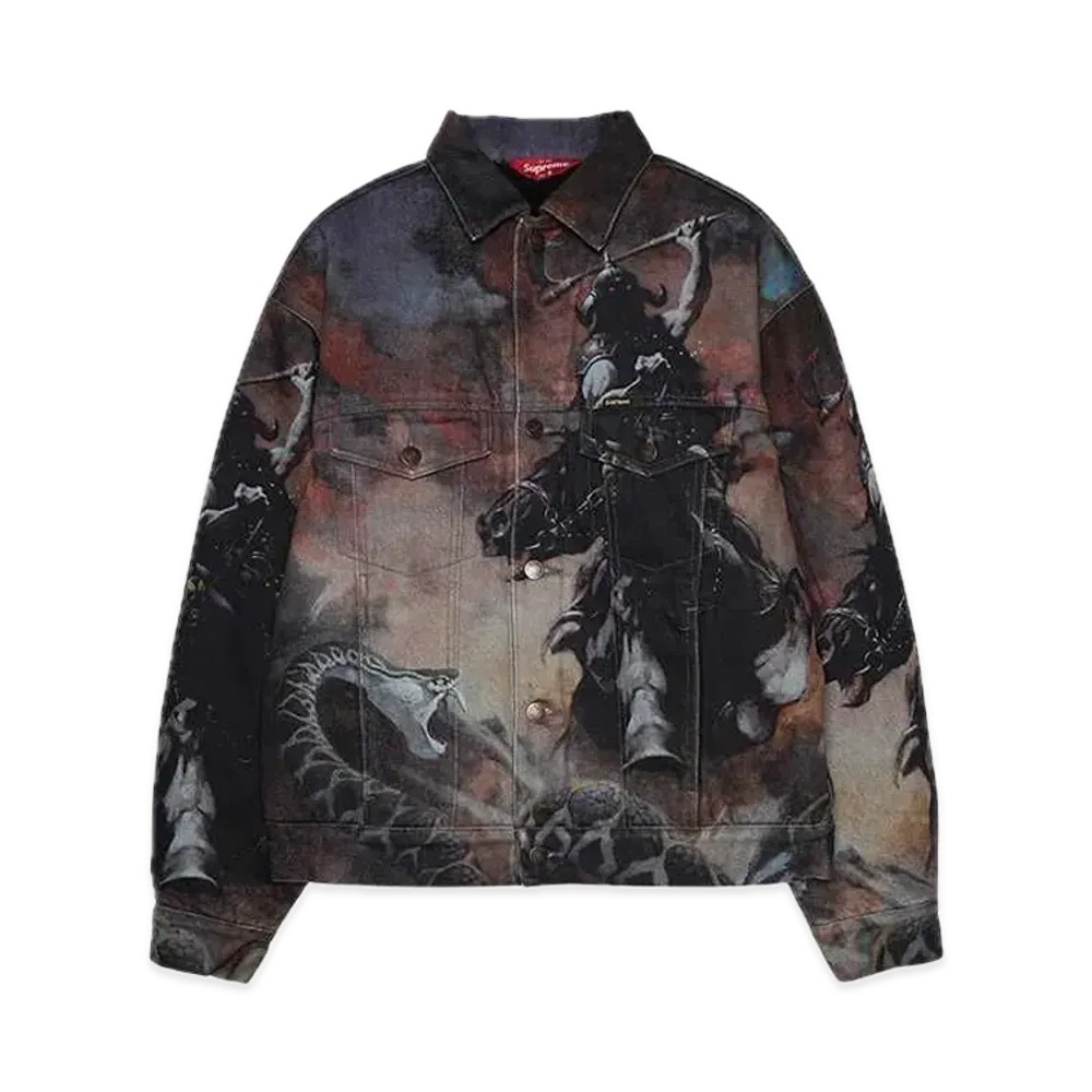 Supreme x Frank Frazetta Faux Shearling Lined Trucker Jacket "Multi"