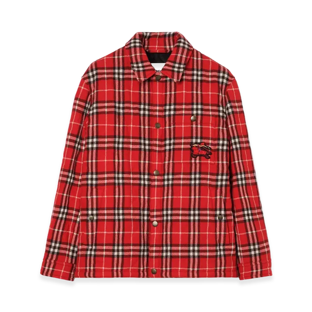Burberry Check Quilted Wool Flannel Jacket "Crayon Red"