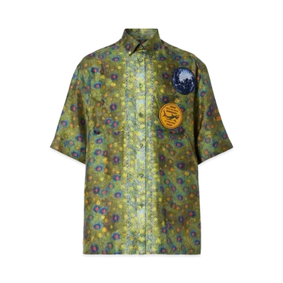 Burberry Mulberry Silk Fish Scale Shirt "Green"