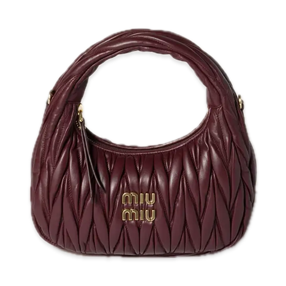 MIU MIU Wander Matelasse Leather Hobo Bag "Bordeaux"