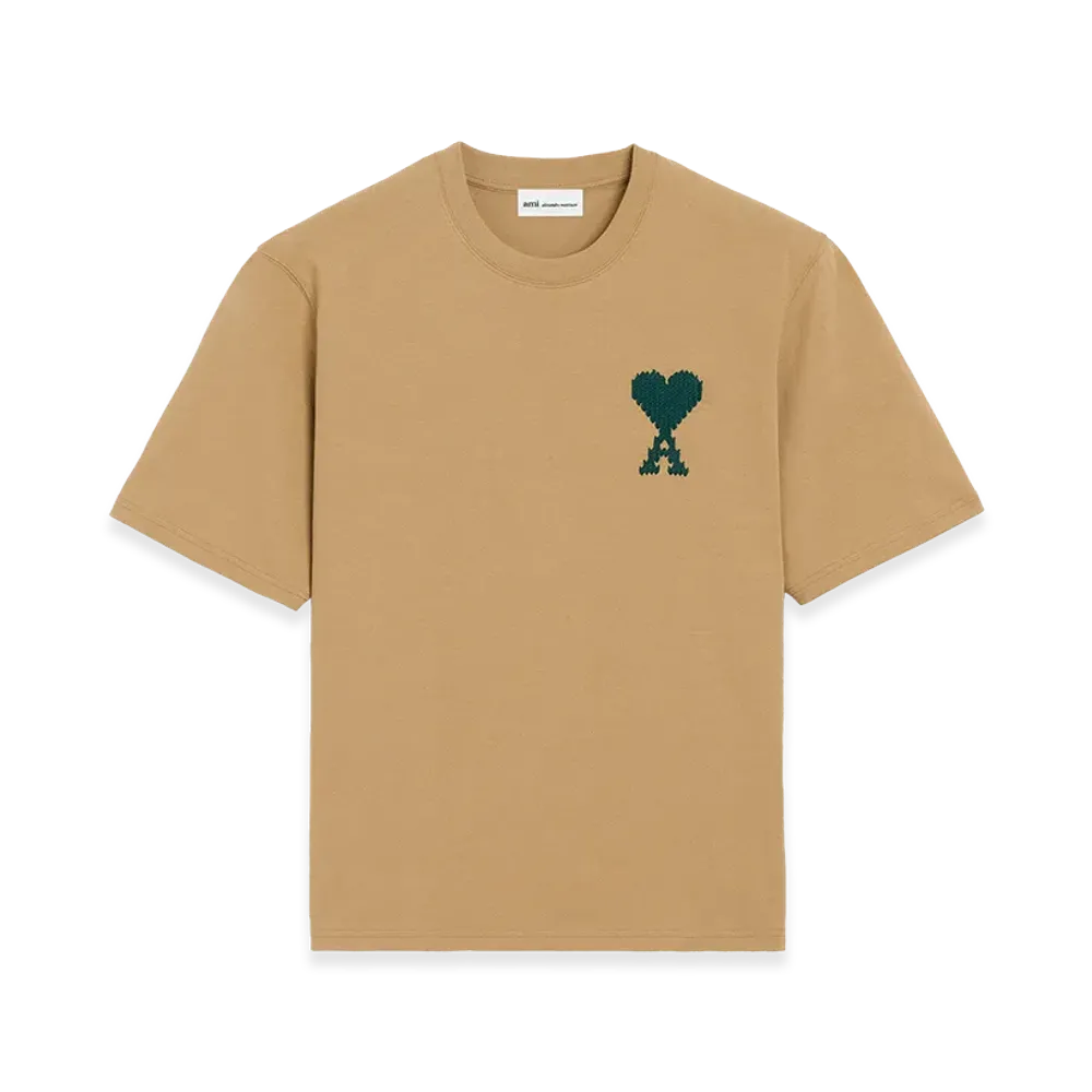 AMI PARIS Cotton Ami De Coeur Embroidered T-Shirt "Beige"