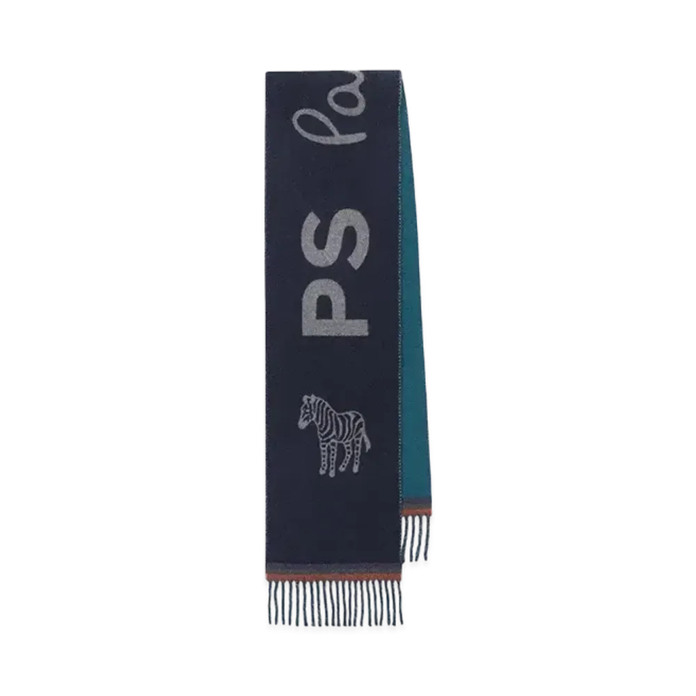 Paul Smith PS Zebra Double Face Muffler "Navy"