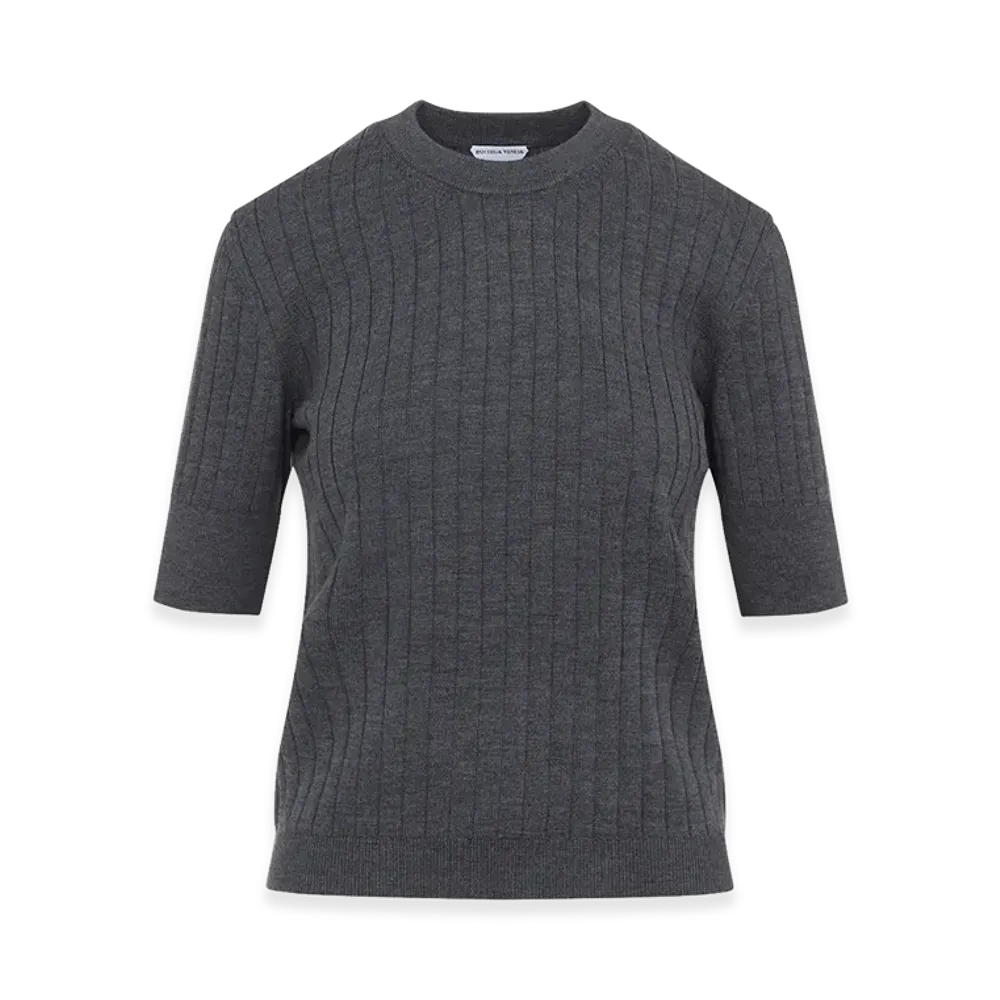 Bottega Veneta Women's Wool Ribbed Top "Gray"