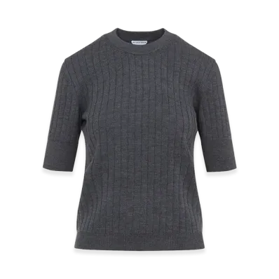 Bottega Veneta Women's Wool Ribbed Top "Gray"