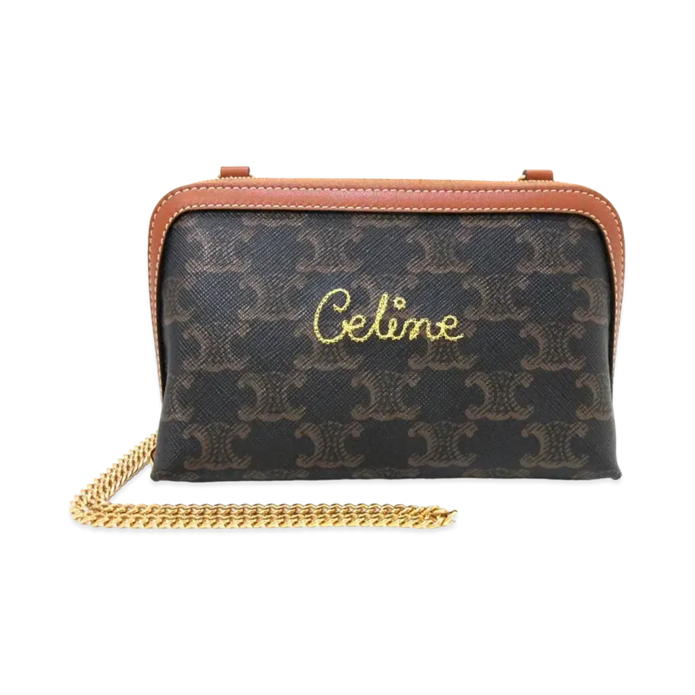 CELINE Clutch With Chain/Triomphe Canvas