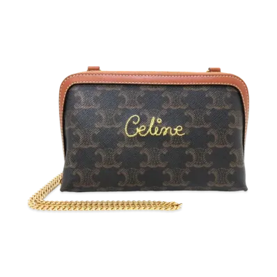 CELINE Clutch With Chain/Triomphe Canvas