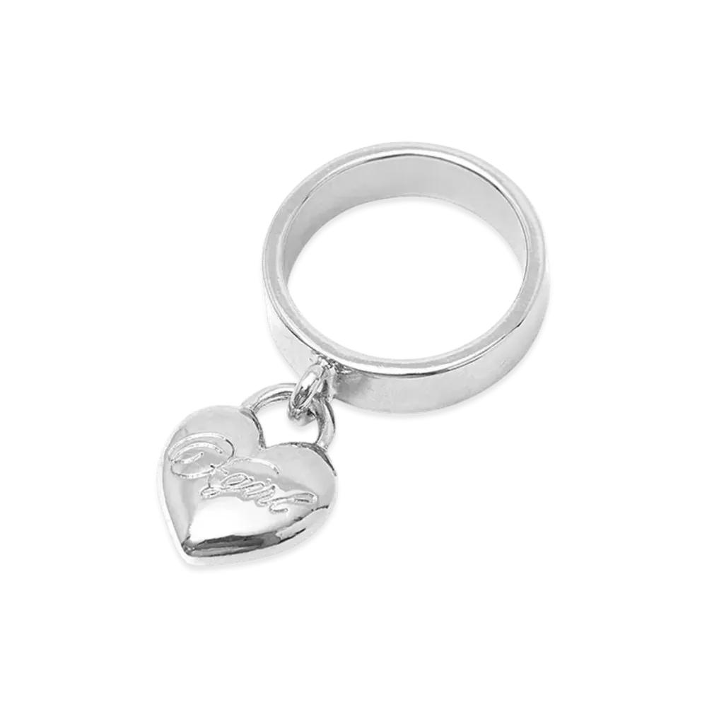 X-Girl Women's Heart Padlock Ring "Silver"