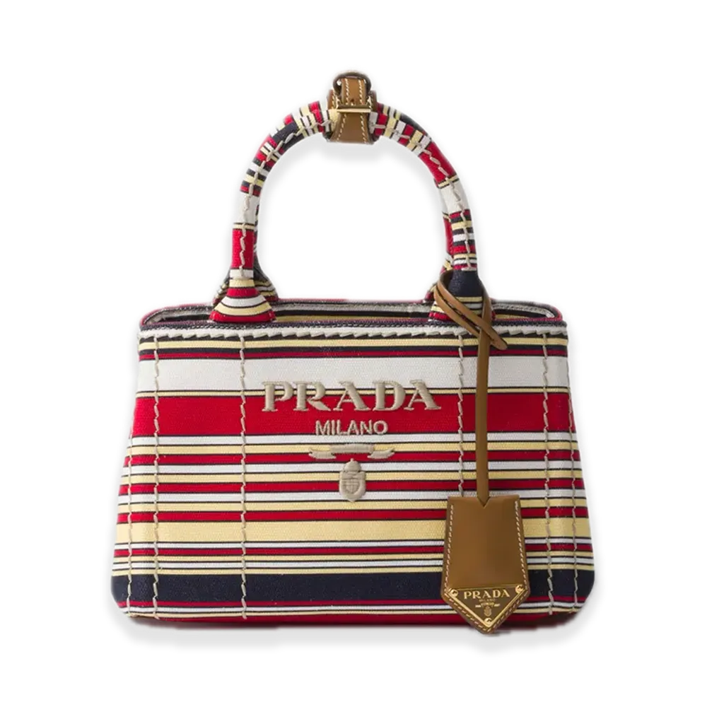PRADA Stripe Cotton Canvas Mini Bag "Red/Yellow"