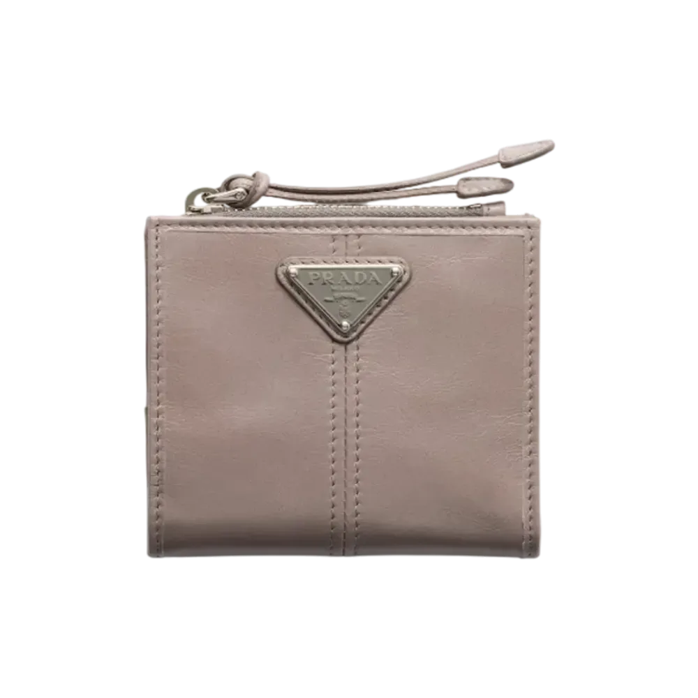 PRADA Soft Lux Leather Wallet "Gray"