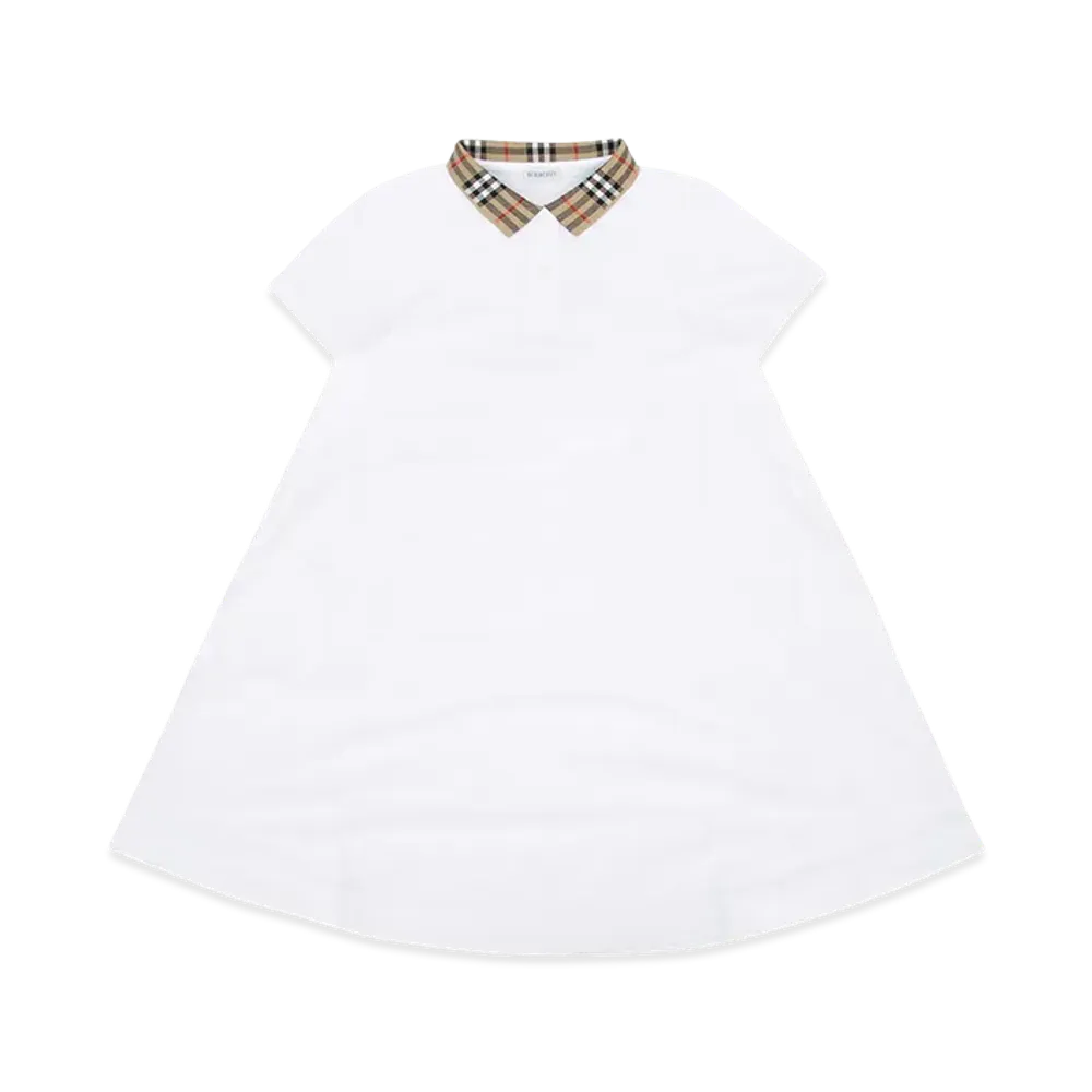 Burberry Kids KG2 Astrid Check Collar Dress "White"