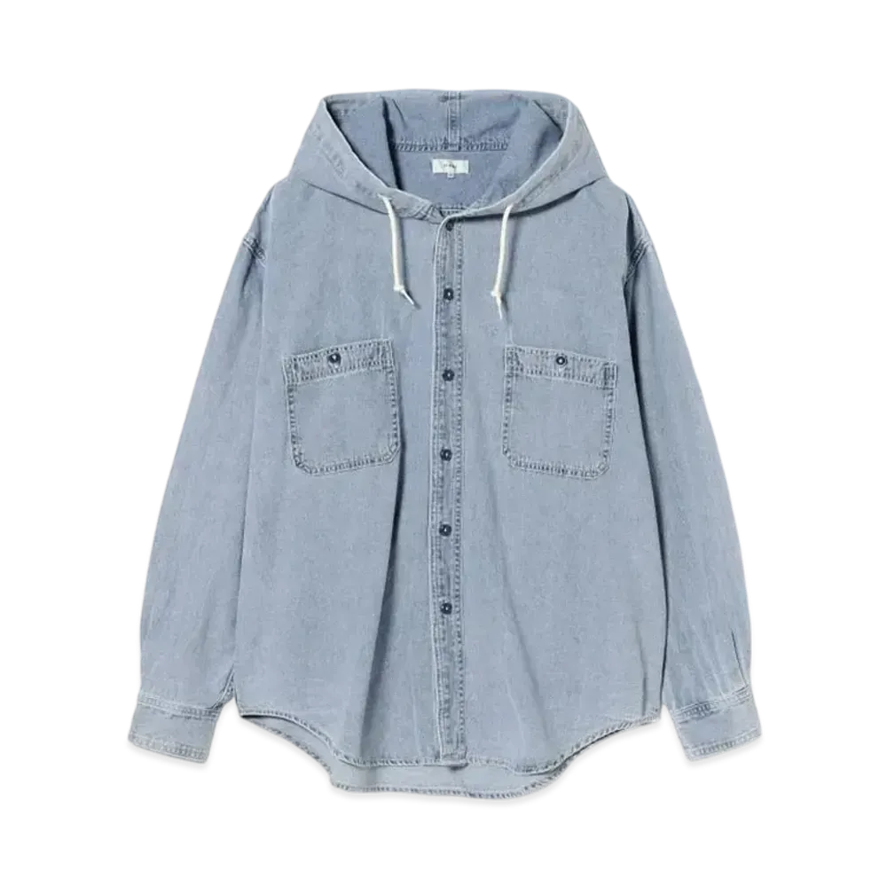 BEAMS Chambray Hooded Shirt "LightIndigo"