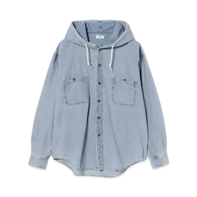 BEAMS Chambray Hooded Shirt "LightIndigo"