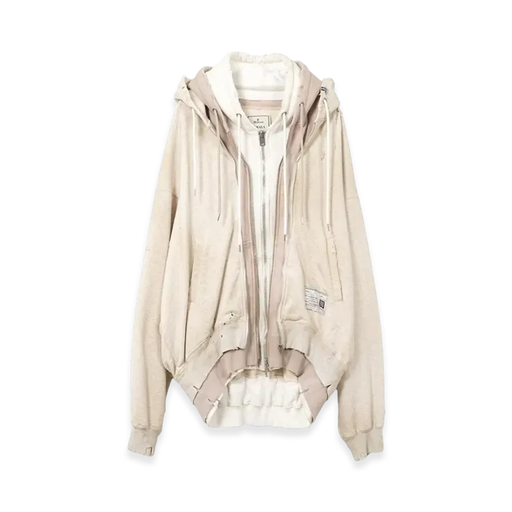 Maison MIHARA YASUHIRO Triple Layered Zip-Up Hoodie "White"