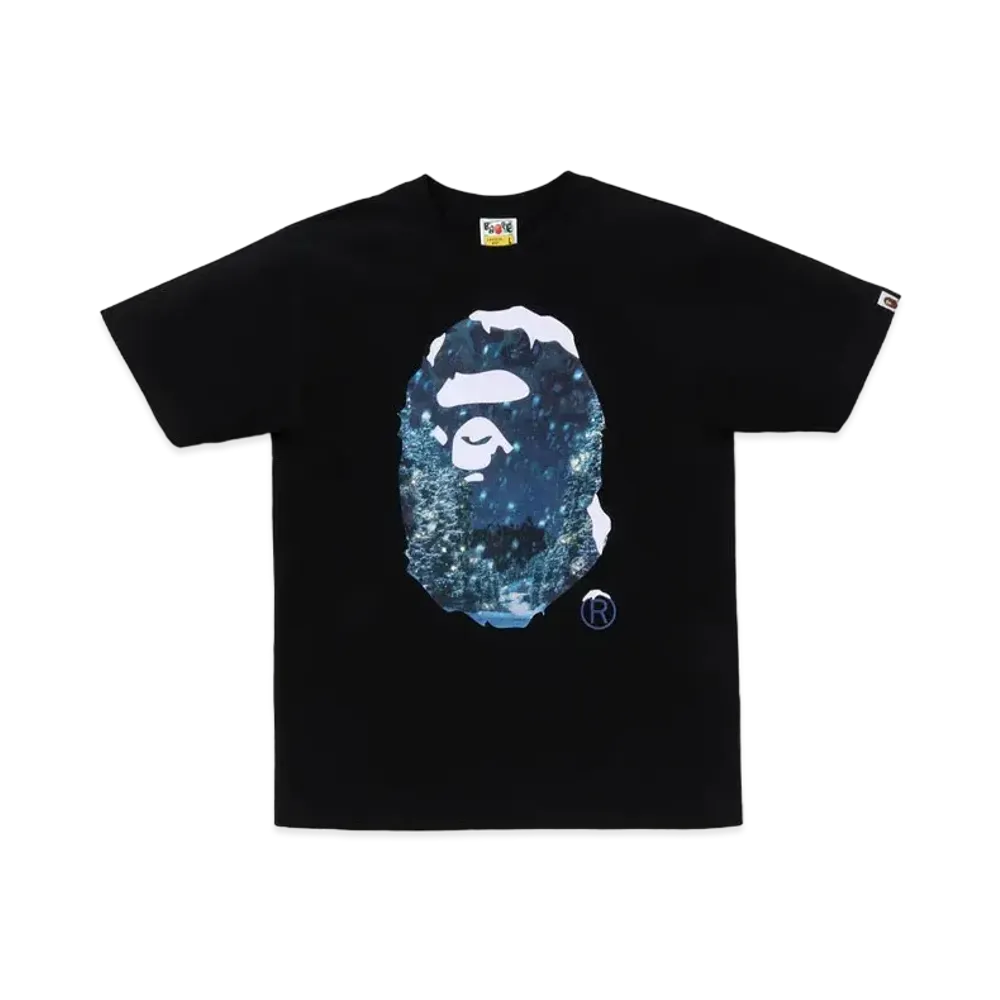 A BATHING APE Christmas Photo Ape Head Tee "Black"