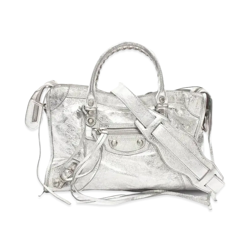 BALENCIAGA Classic City Leather 2Way Bag "Silver"