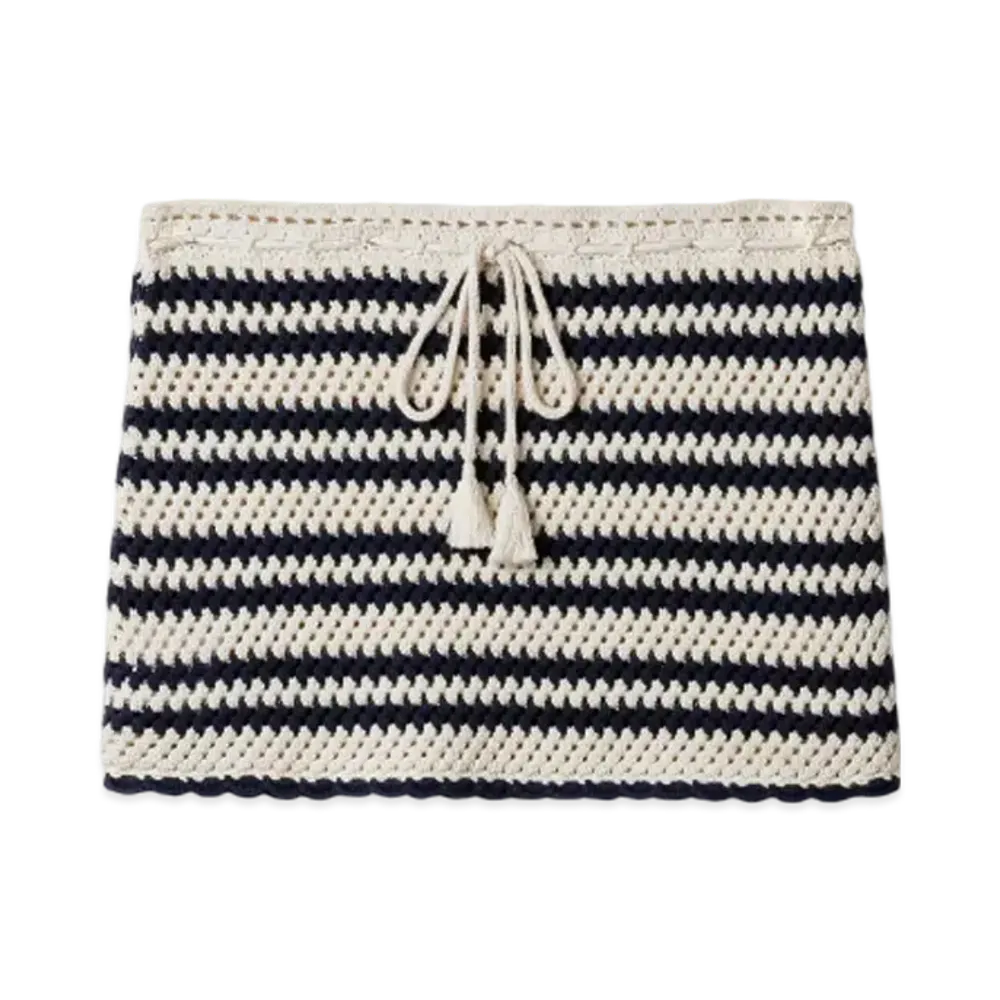 MIUMIU Women's Cotton Miniskirt "Natural/Blue"