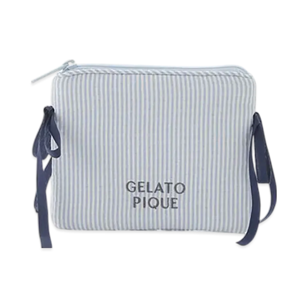 GELATO PIQUE Striped Ribbon Tissue Pouch "Blue"