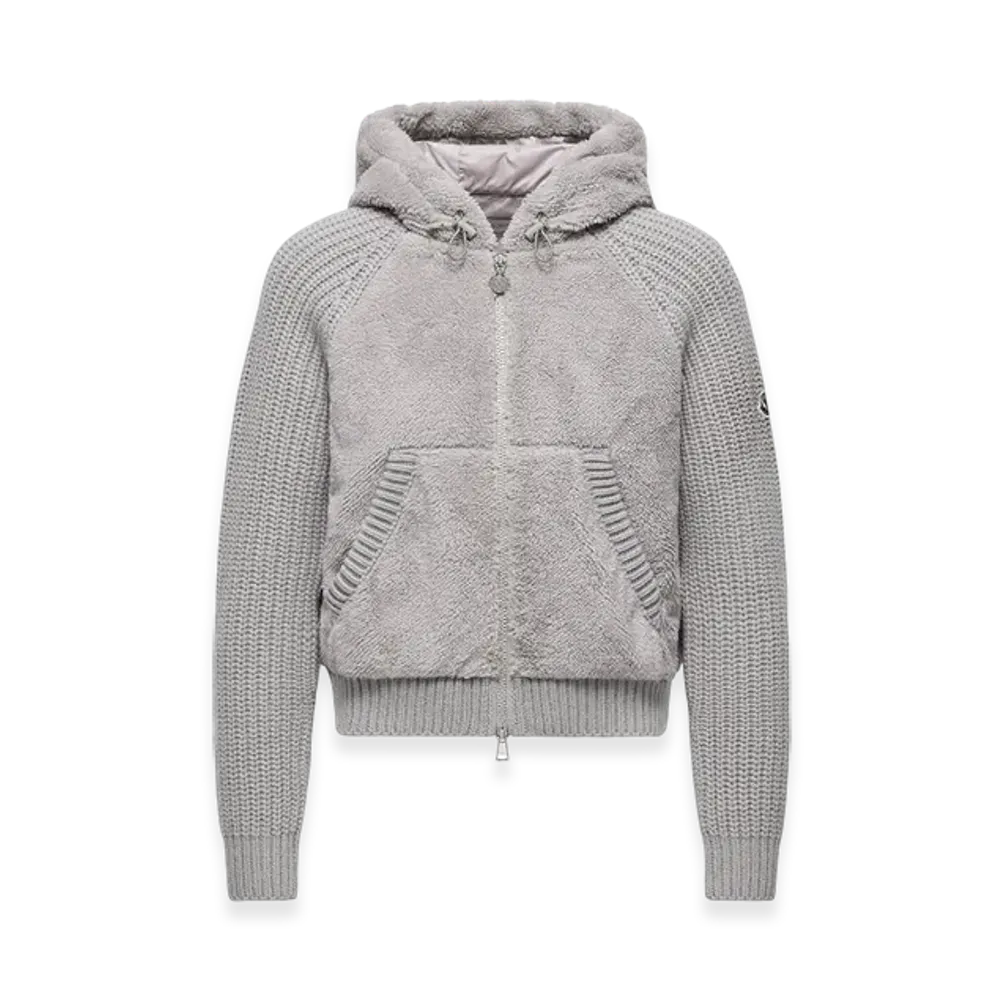 MONCLER Padded Wool & Teddy Zip-up Hoodie "Grey"