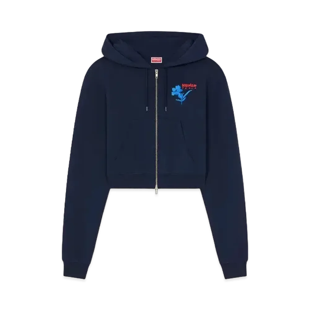 KENZO 'DRAWN FLOWERS' Embroidery Hoodie "Midnight Blue"