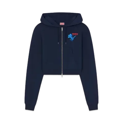 KENZO 'DRAWN FLOWERS' Embroidery Hoodie "Midnight Blue"