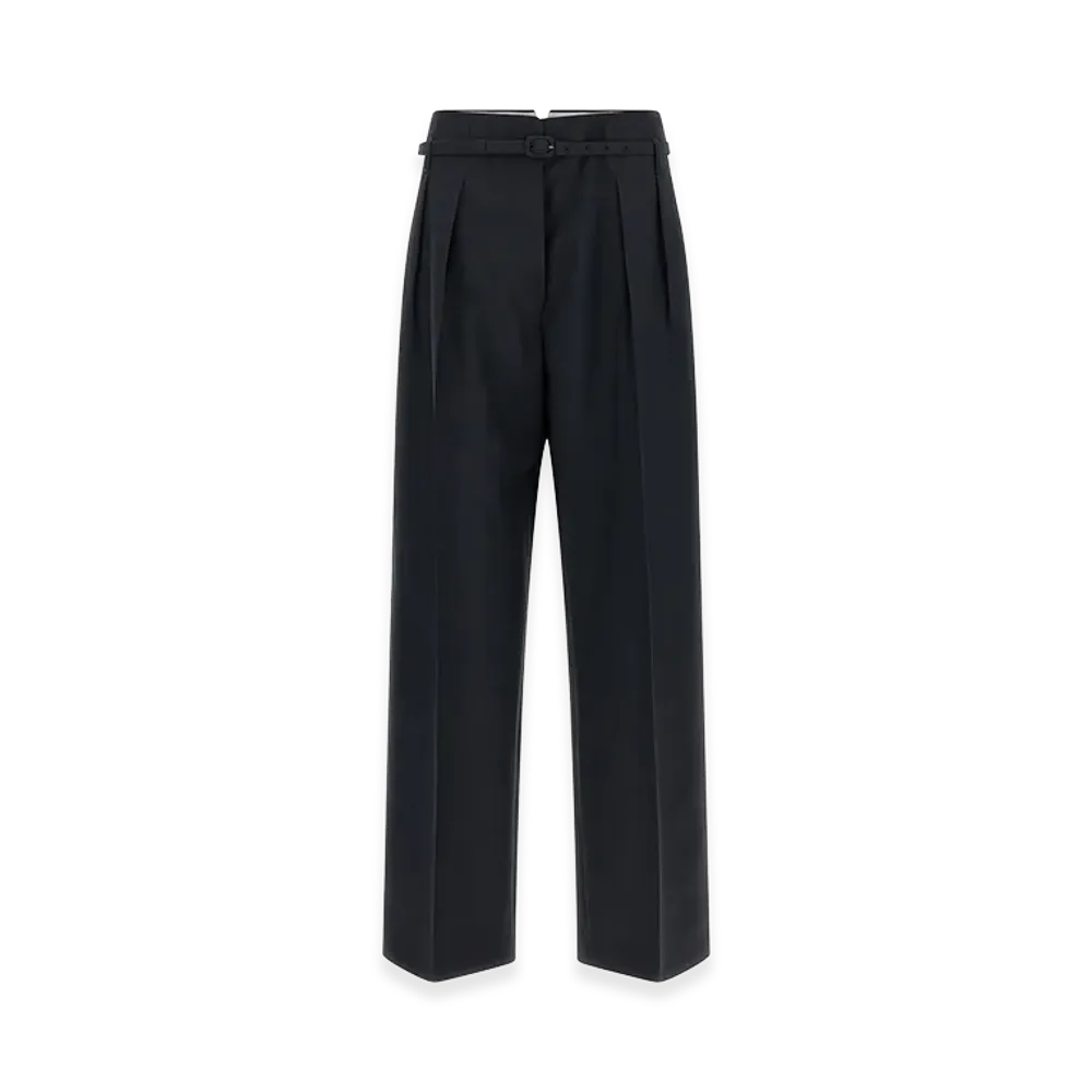 PRADA Women's Wool Blend Palazzo Pant "Midnight Blue"