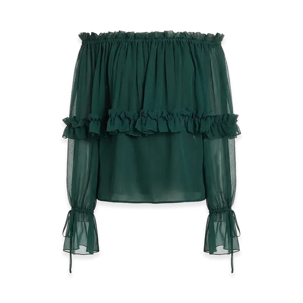 Saint Laurent Women's Blue In Silk "Green"