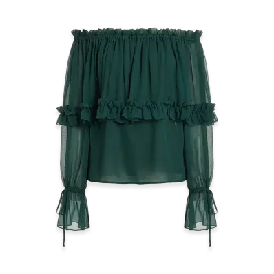 Saint Laurent Women's Blue In Silk "Green"