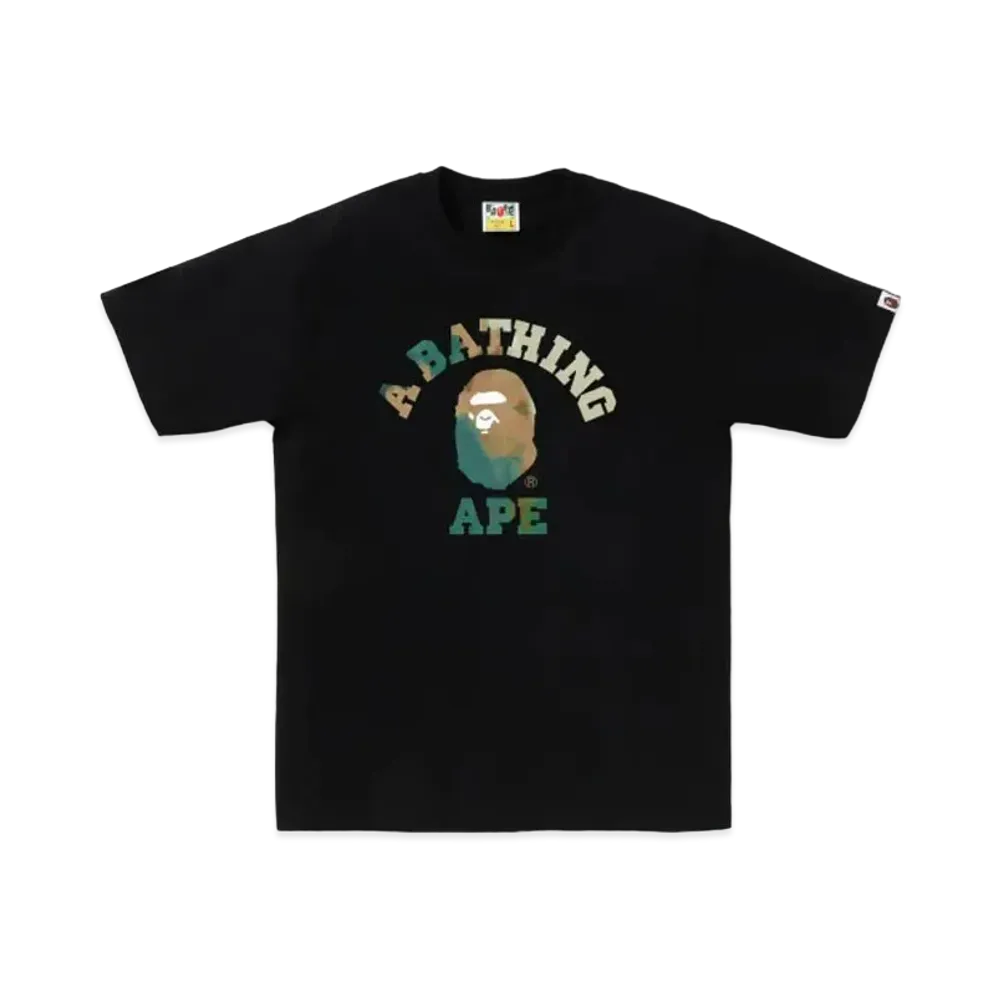 A BATHING APE Tie Dye College Tee "Black Beige"