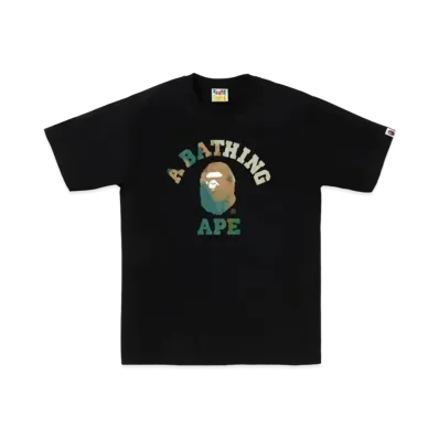 A BATHING APE Tie Dye College Tee "Black Beige"