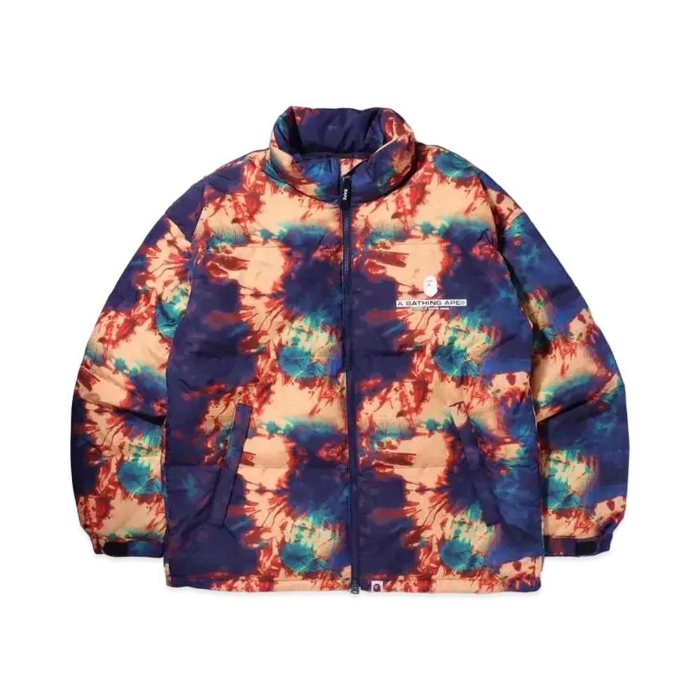 A BATHING APE TIE DYE LOOSE FIT DOWN JACKET "Navy"