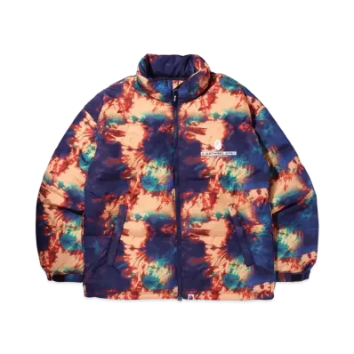 A BATHING APE TIE DYE LOOSE FIT DOWN JACKET "Navy"