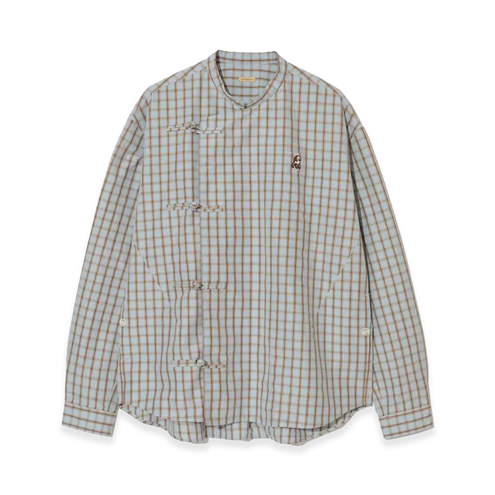 UNDERCOVER Cotton Polyester China Shirt "Light Blue Check"