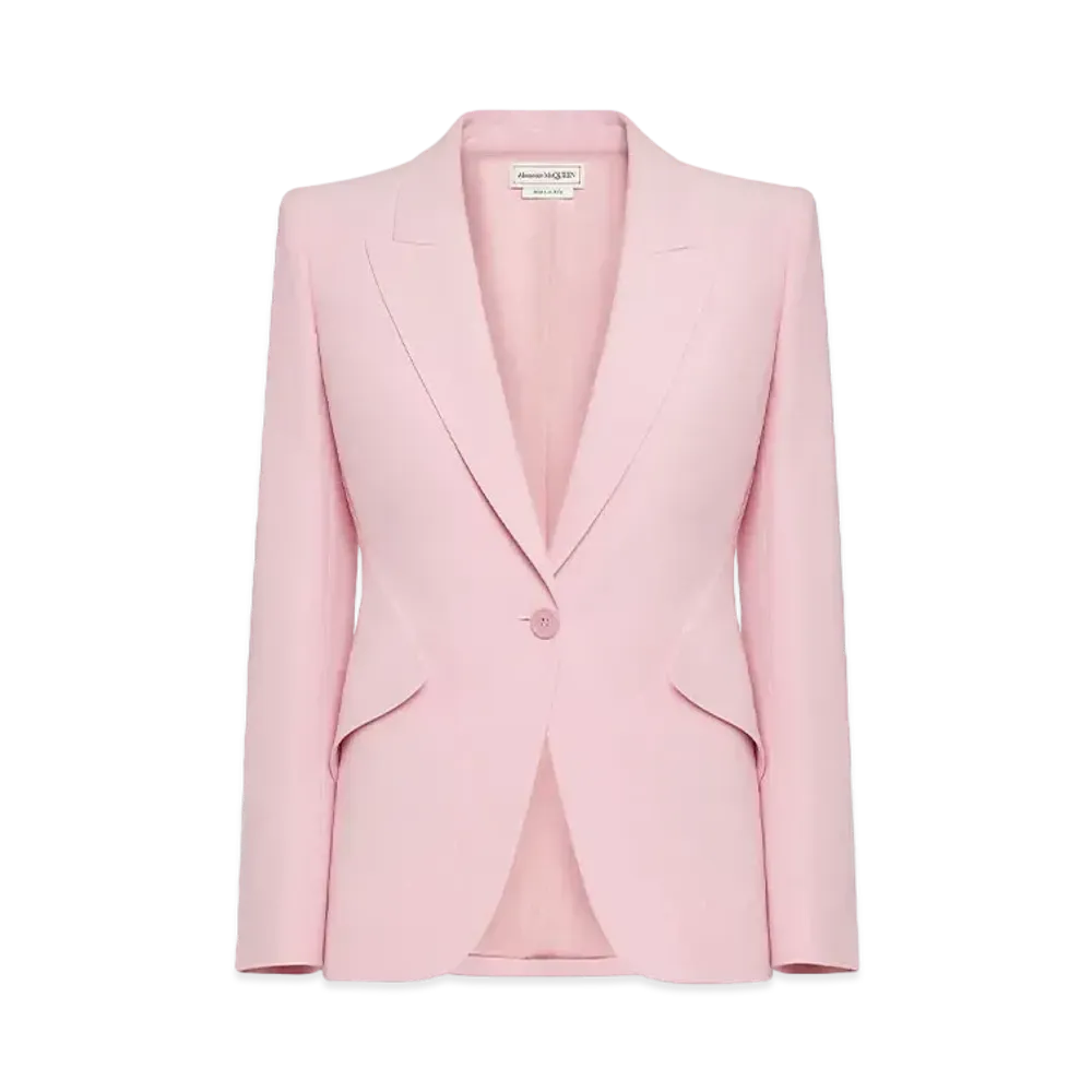 Alexander McQUEEN Peak Shoulder Leaf Crepe Jacket "Pale Pink"