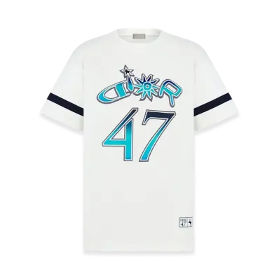 Dior x Lewis Hamilton T-Shirt (Relaxed Fit) in Slub Cotton Jersey "White/Blue"
